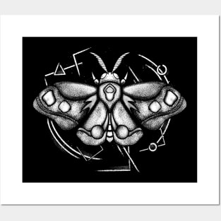 Cosmic Moth Fantasy Insect Occult Tattoo Posters and Art